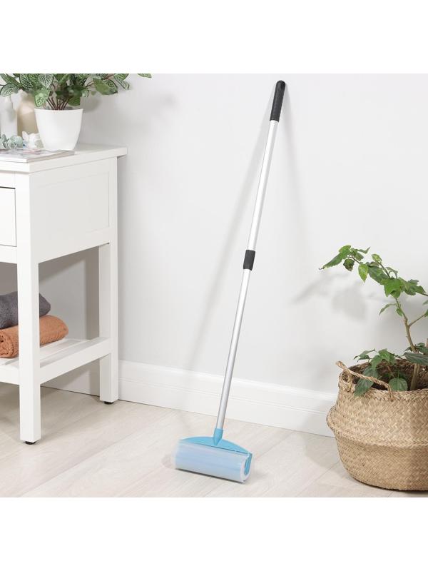 Силиконовый ролик для чистки мебели и уборки пола, алюминиевый черенок, 20×9×52(92) см