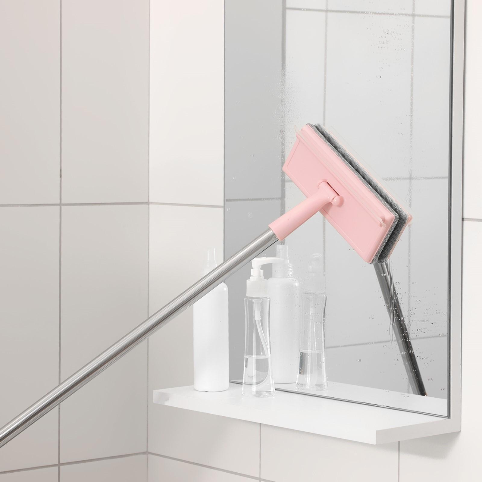 Окномойка с насадкой велюр, стальная телескопическая ручка, сгон силикон, 19×7×68(112) см, цвет МИКС