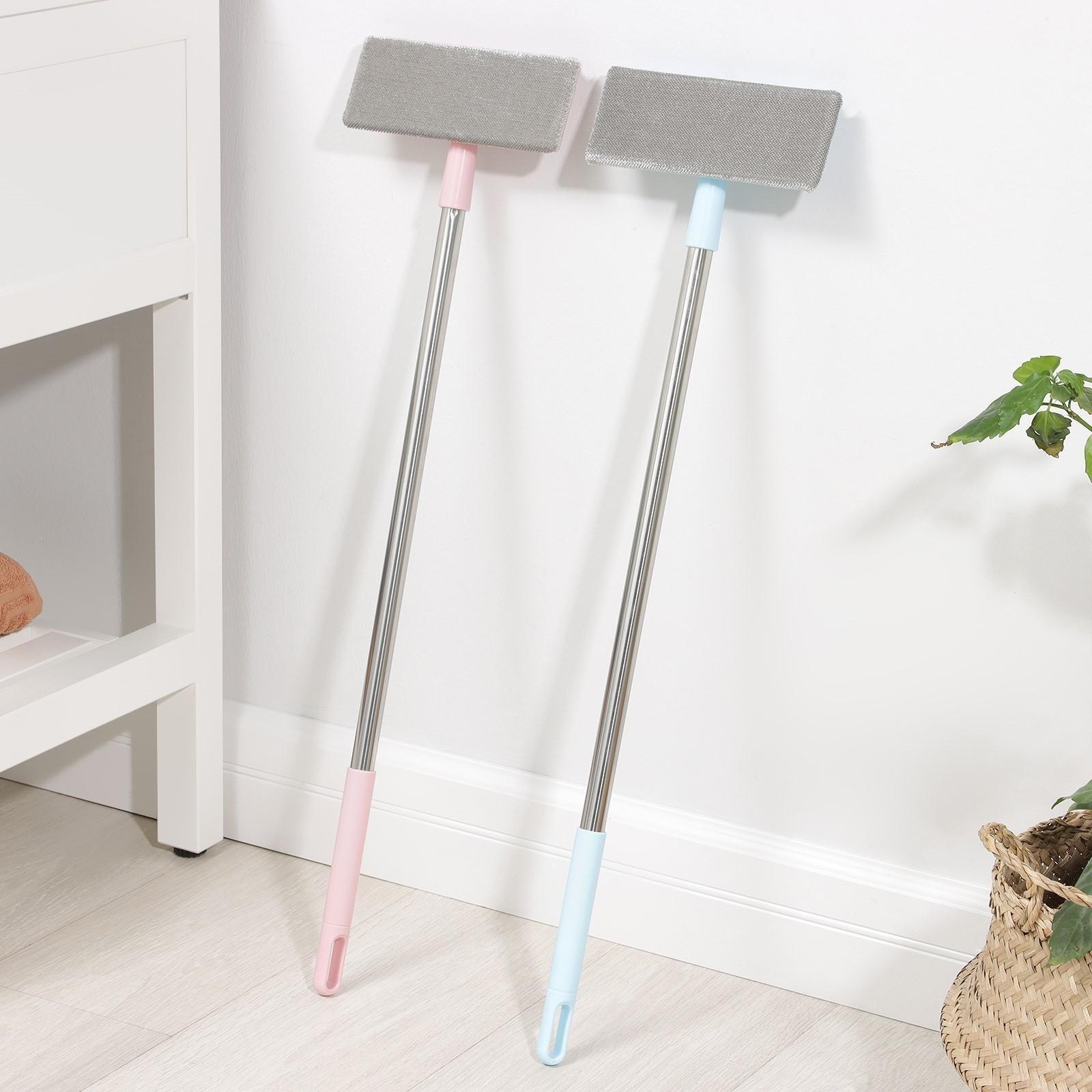 Окномойка с насадкой велюр, стальная телескопическая ручка, сгон силикон, 19×7×68(112) см, цвет МИКС