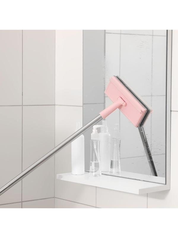 Окномойка с насадкой велюр, стальная телескопическая ручка, сгон силикон, 19×7×68(112) см, цвет МИКС