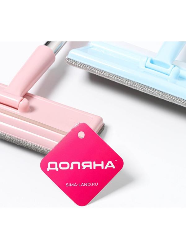 Окномойка с насадкой велюр, стальная телескопическая ручка, сгон силикон, 19×7×68(112) см, цвет МИКС