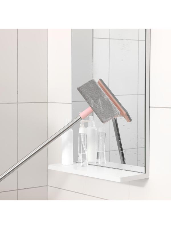 Окномойка с насадкой велюр, стальная телескопическая ручка, сгон силикон, 19×7×68(112) см, цвет МИКС