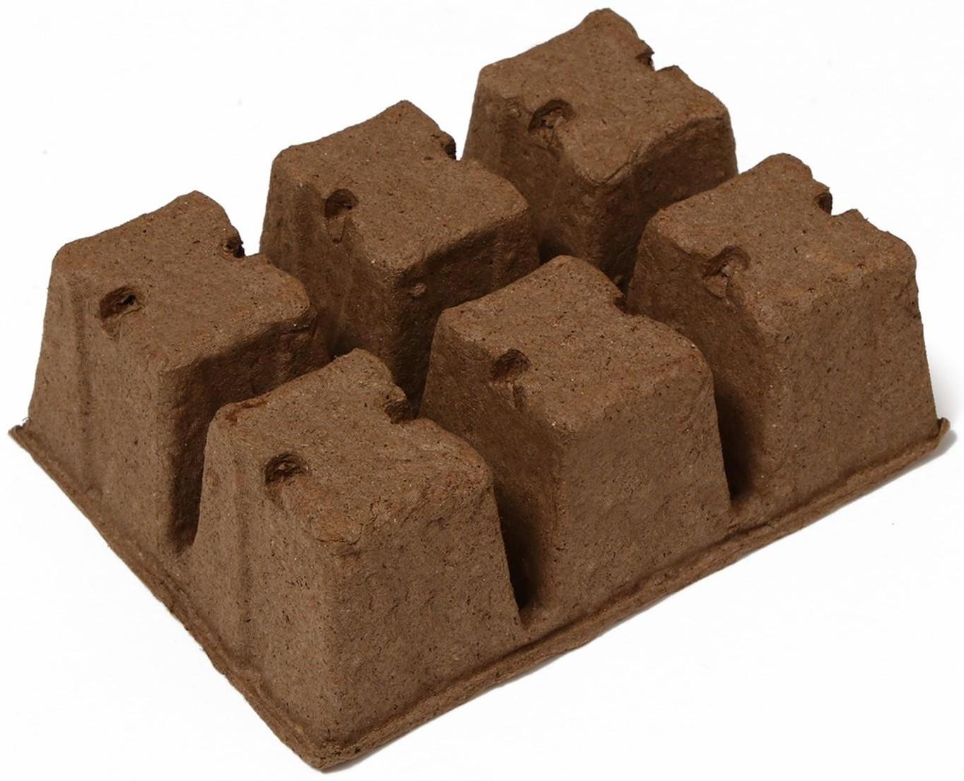 Торфяная кассета, 6 ячеек по 400 мл., 6 × 6 см., набор 3 шт.