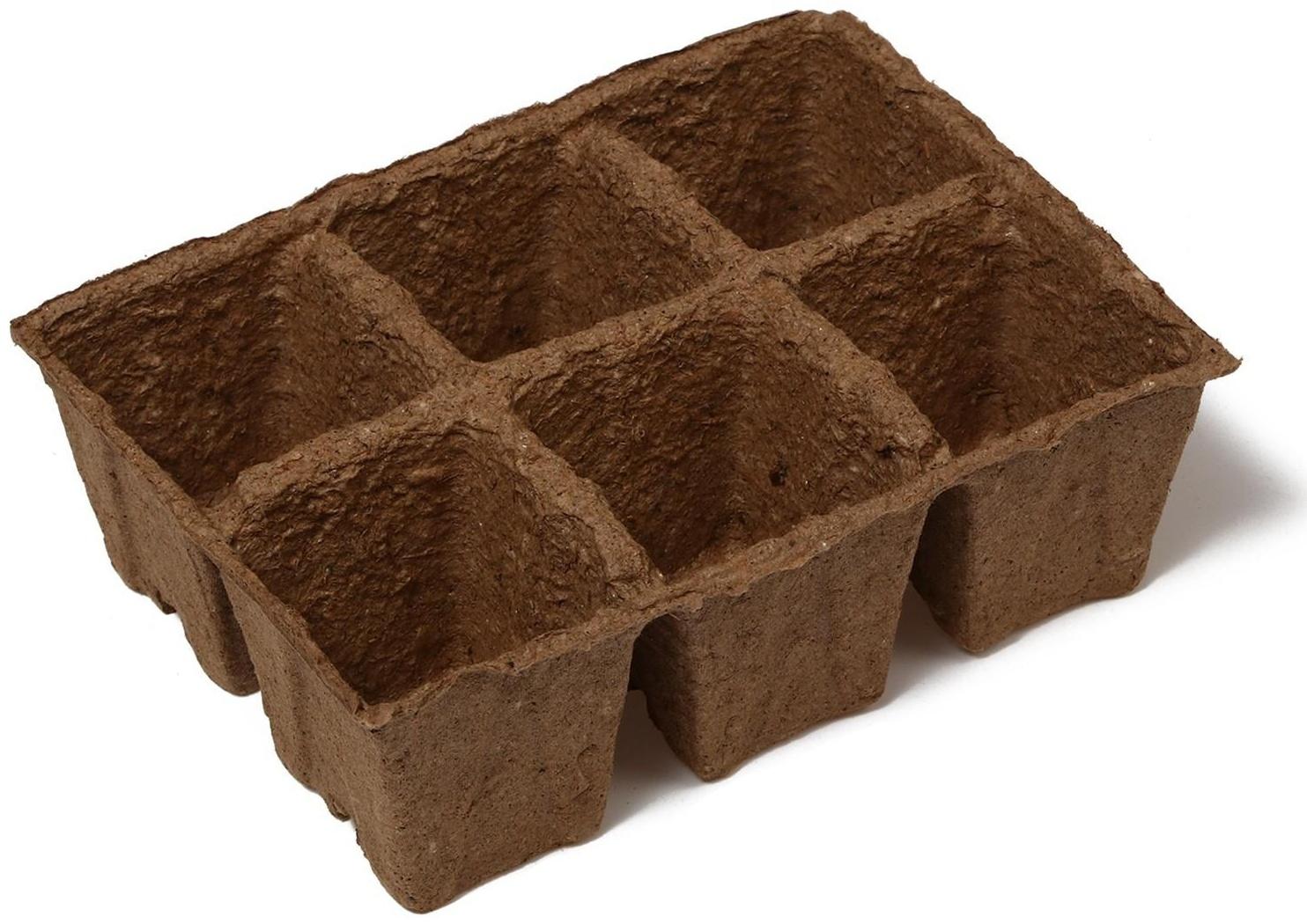Торфяная кассета, 6 ячеек по 400 мл., 6 × 6 см., набор 3 шт.