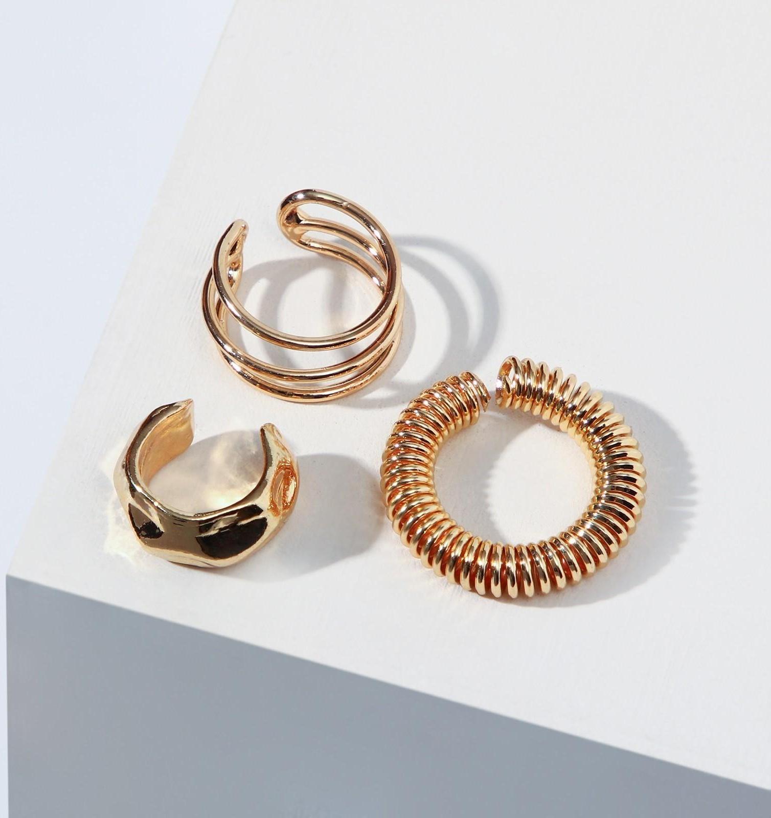 Набор серьги и каффа «Настроение», шнуры, цвет золото