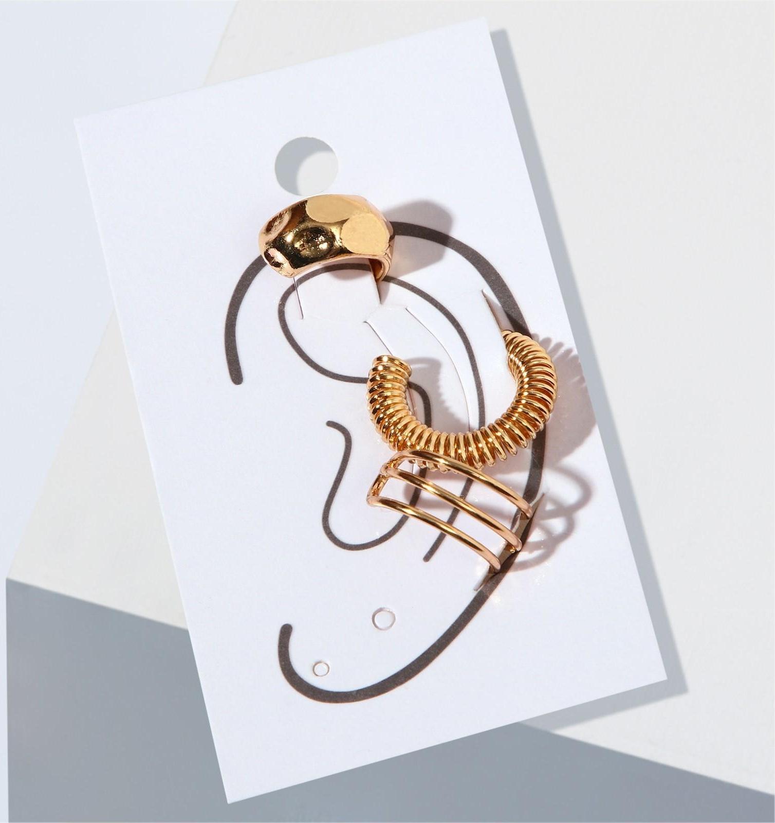 Набор серьги и каффа «Настроение», шнуры, цвет золото