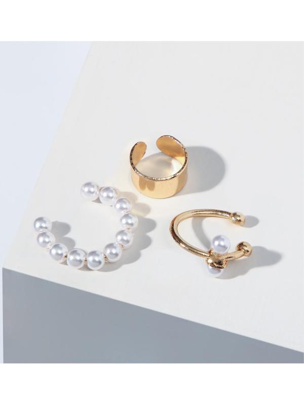Набор серьги и каффа «Настроение», жемчуг, цвет белый в золоте