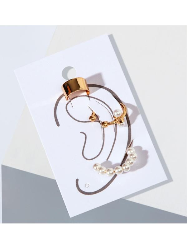 Набор серьги и каффа «Настроение», жемчуг, цвет белый в золоте