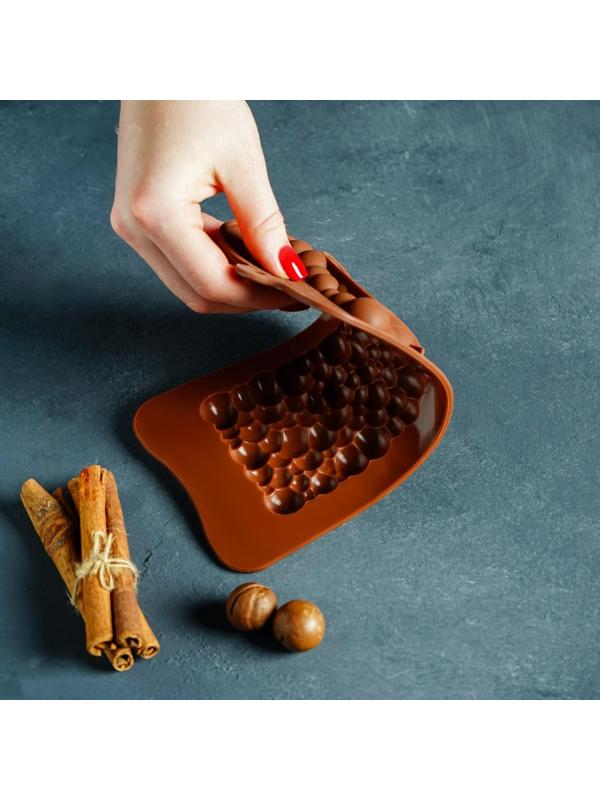 Форма для шоколада силиконовая Доляна «Воздушный», 21×10,1×1 см, силикон, ячейка 15,5×8 см, цвет шоколадный
