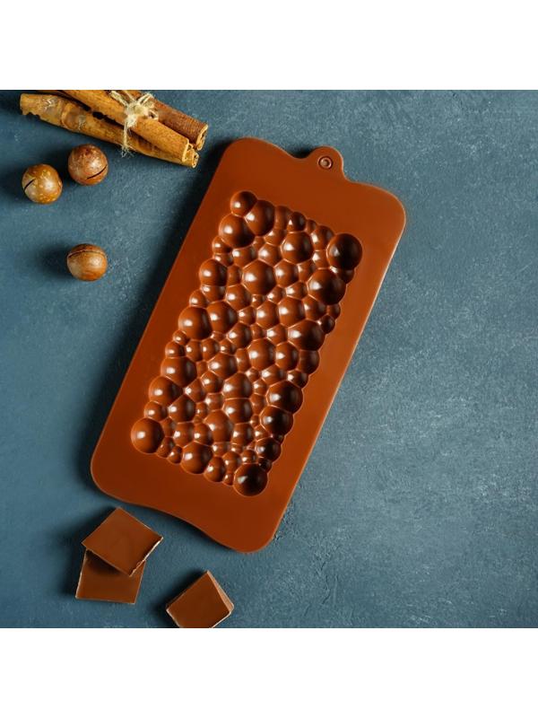 Форма для шоколада силиконовая Доляна «Воздушный», 21×10,1×1 см, силикон, ячейка 15,5×8 см, цвет шоколадный