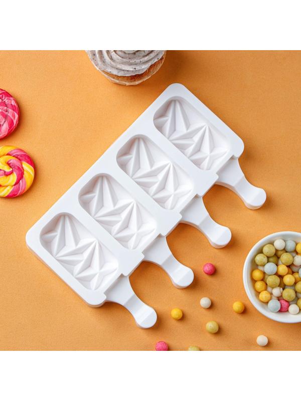 Форма для мороженого «Кристалл», 4 ячейки, 19×12,5×2,2 см, цвет белый