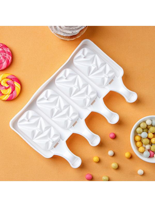 Форма для мороженого «Кристалл», 4 ячейки, 19×12,5×2,2 см, цвет белый