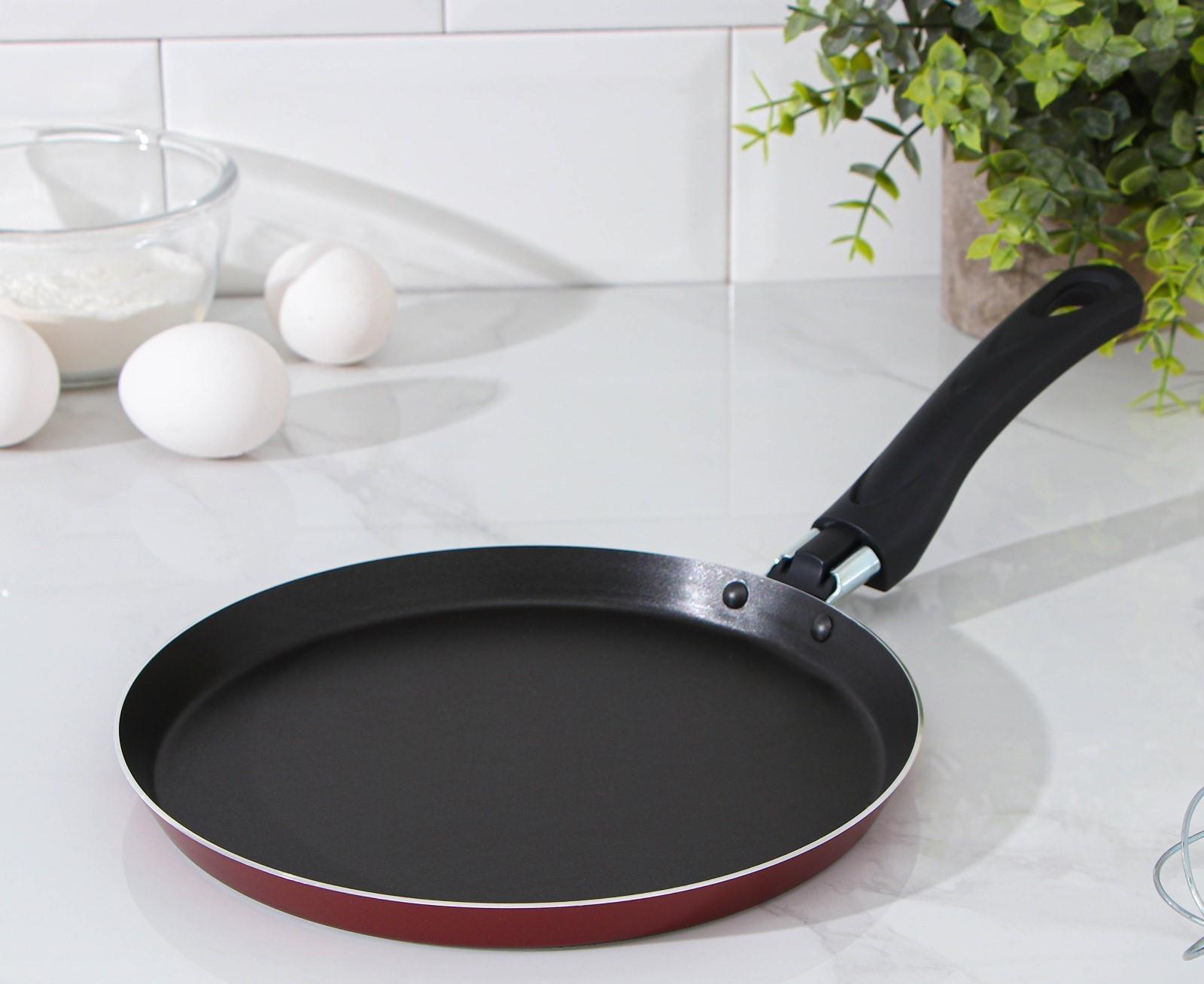 Сковорода блинная Доляна Promo, d=22 см, пластиковая ручка, антипригарное покрытие, цвет бордовый