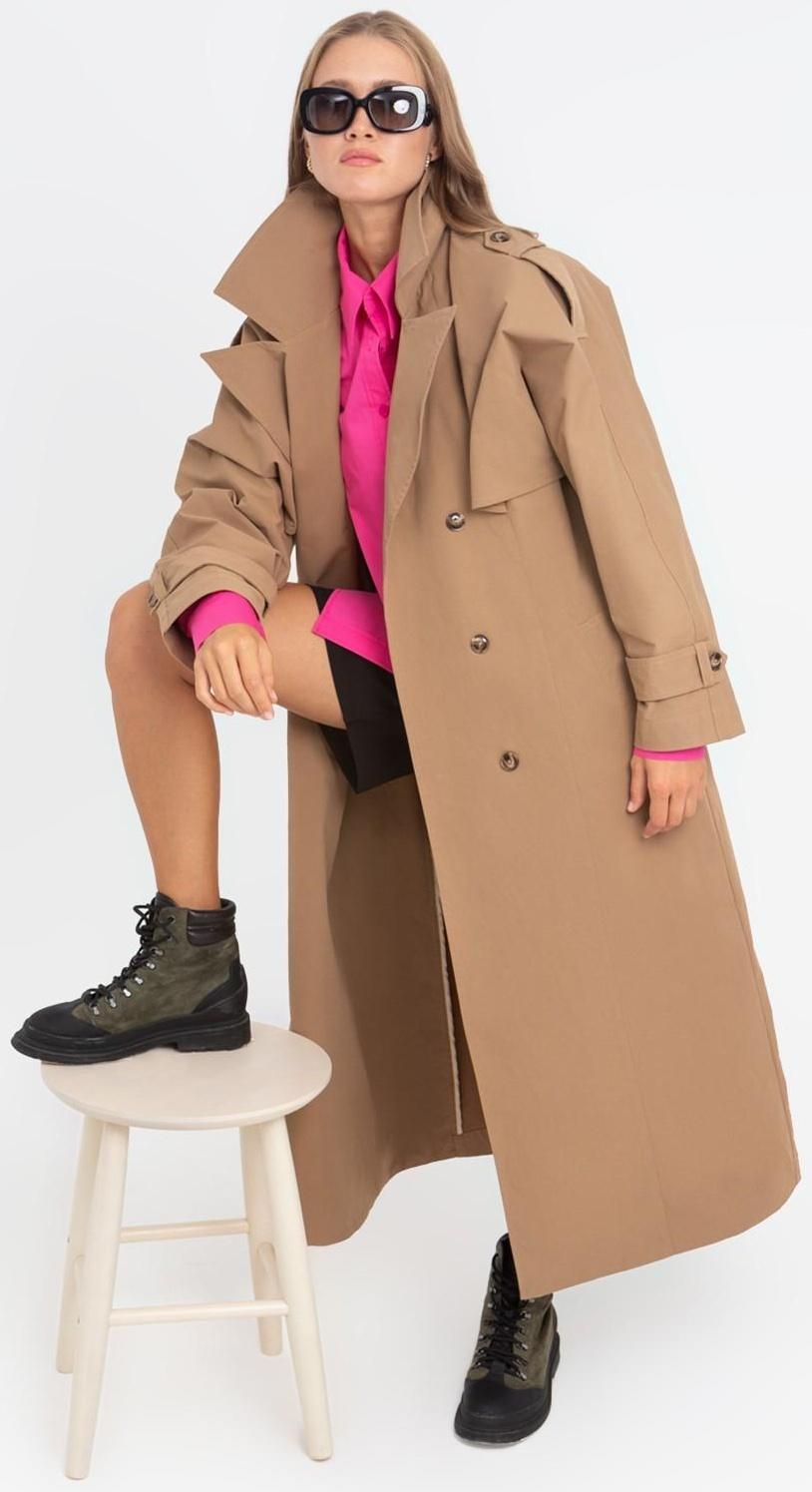 Плащ женский MINAKU: Casual Collection цвет бежевый, р-р 44