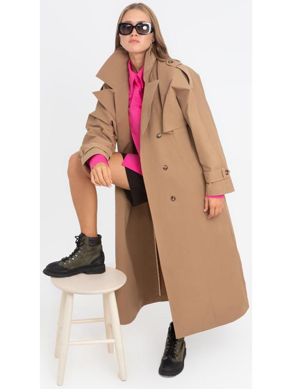 Плащ женский MINAKU: Casual Collection цвет бежевый, р-р 44