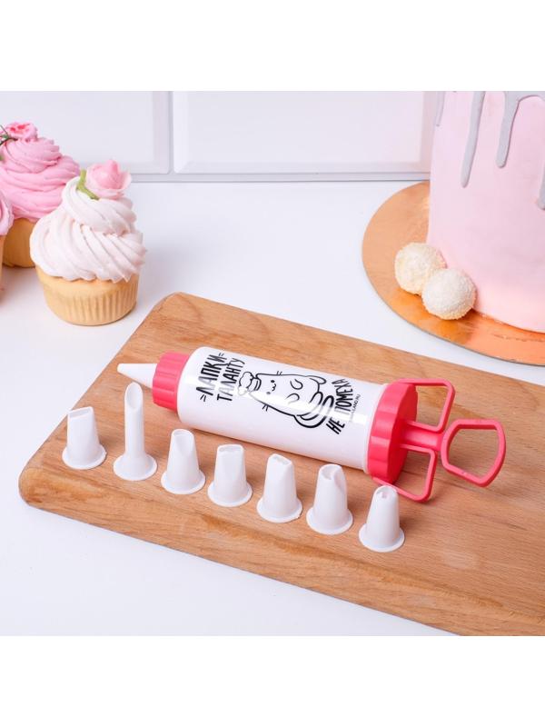 Кондитерский шприц «Лапки таланту не помеха», 19.5 см х 6 см х 6 см, 200 мл, с насадками 6 шт