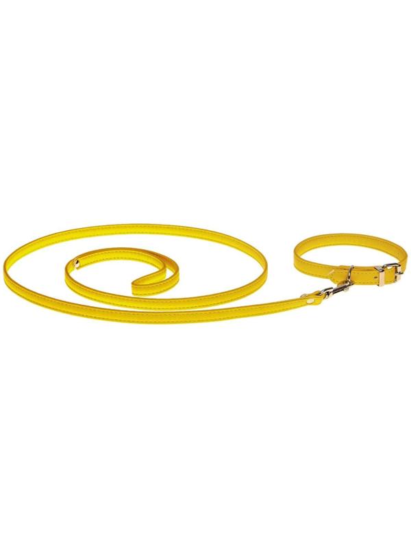Комплект ошейник (26-34х1.4 см) и поводок (120х1 см) из экокожи, жёлтый