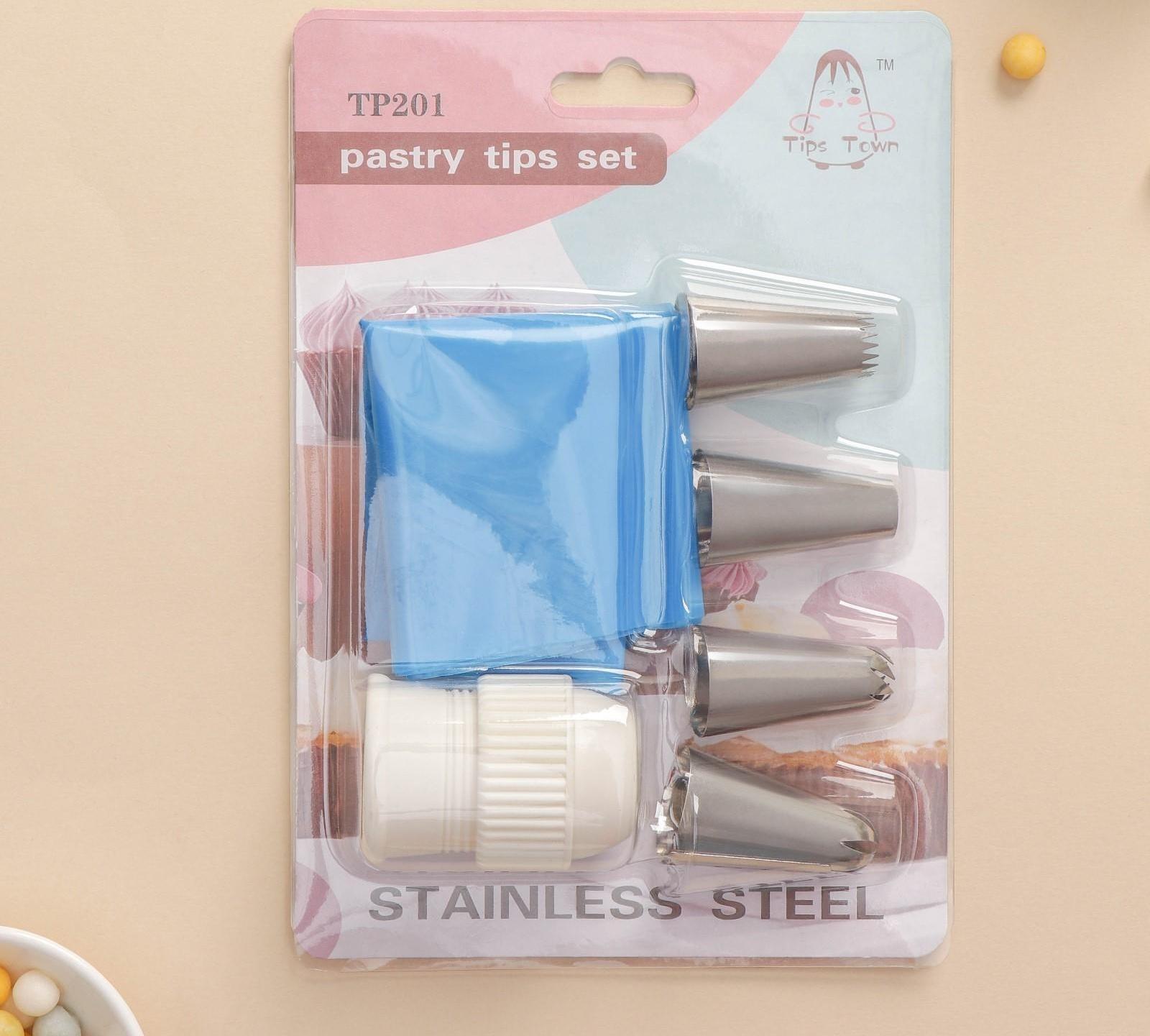 Набор кондитерский, 7 предметов: 2 мешка, 4 насадки d=2,5 см, адаптер