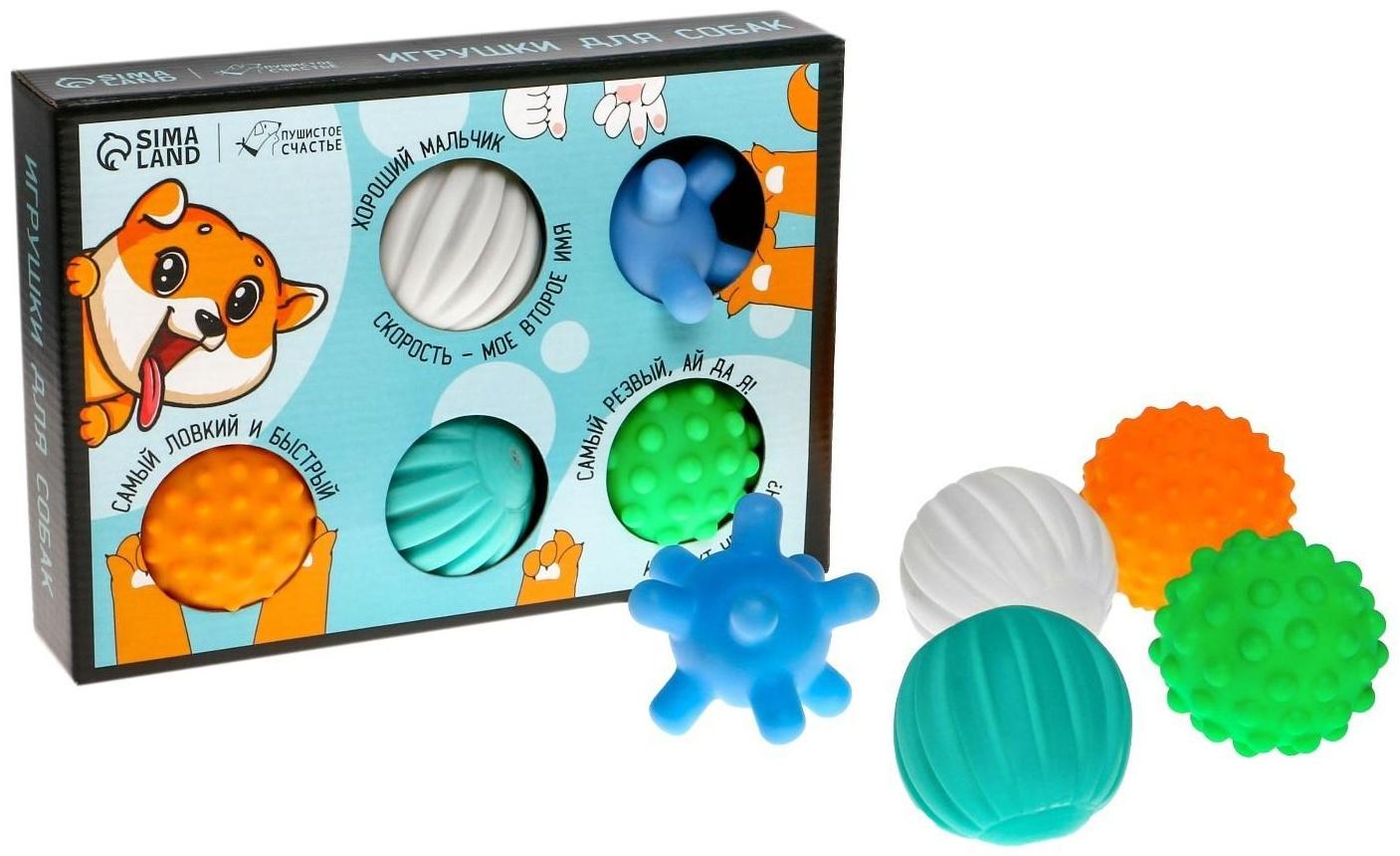 Набор мячей для собак «Самый ловкий, самый быстрый», 5 шт.