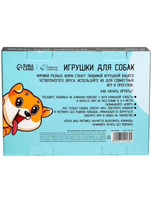 Набор мячей для собак «Самый ловкий, самый быстрый», 5 шт.