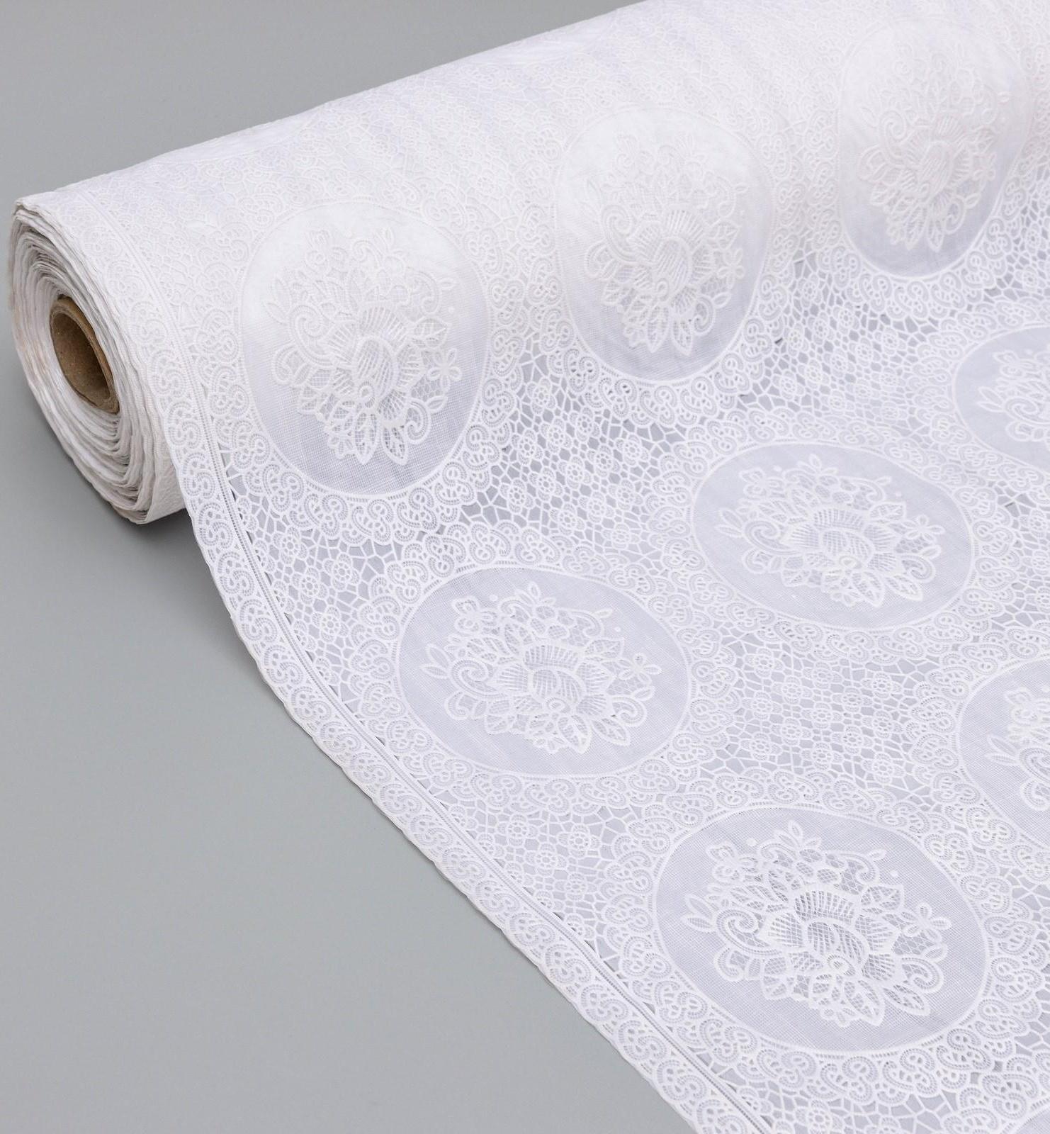 Клеёнка ажурная Lace «Роуз», ширина 137 см, рулон 20 метров, цвет белый