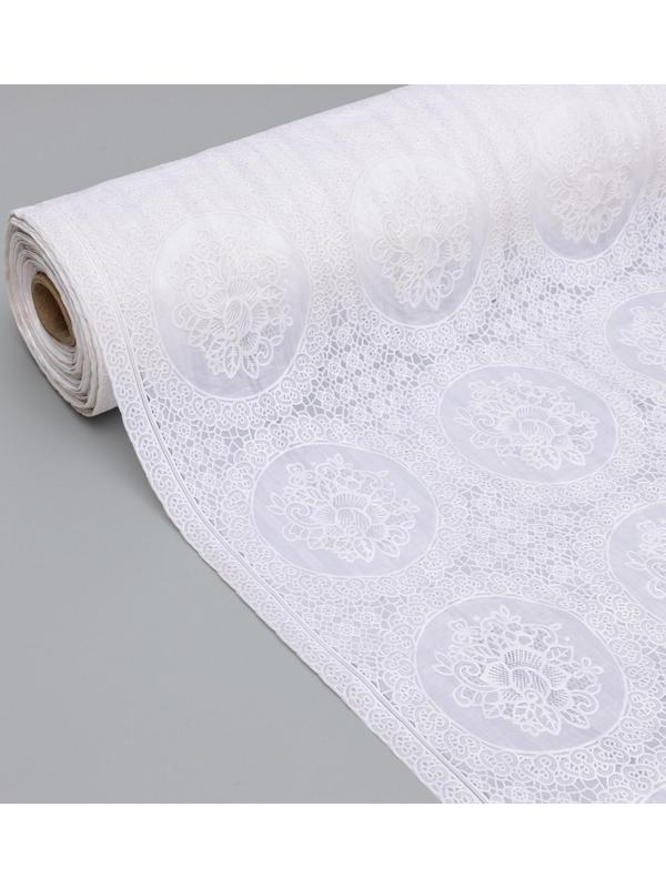 Клеёнка ажурная Lace «Роуз», ширина 137 см, рулон 20 метров, цвет белый