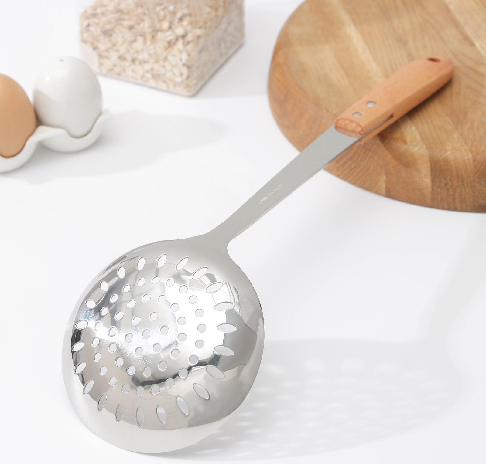 Шумовка «Эко», 38,5×12 см, цвет серебряный