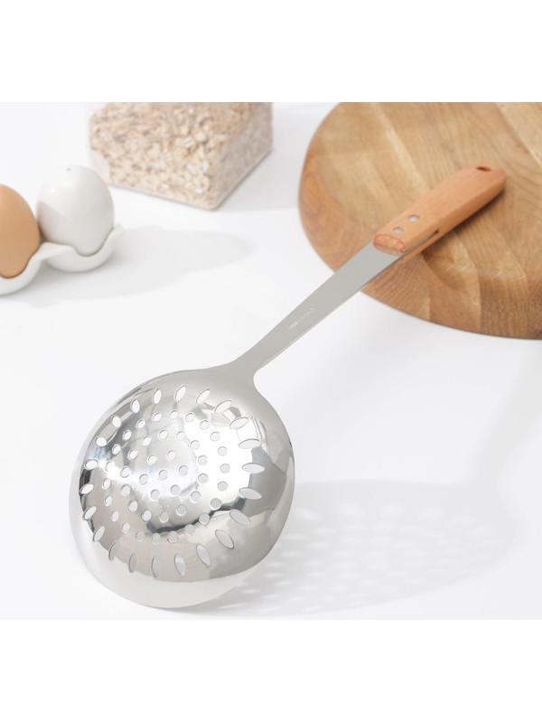 Шумовка «Эко», 38,5×12 см, цвет серебряный