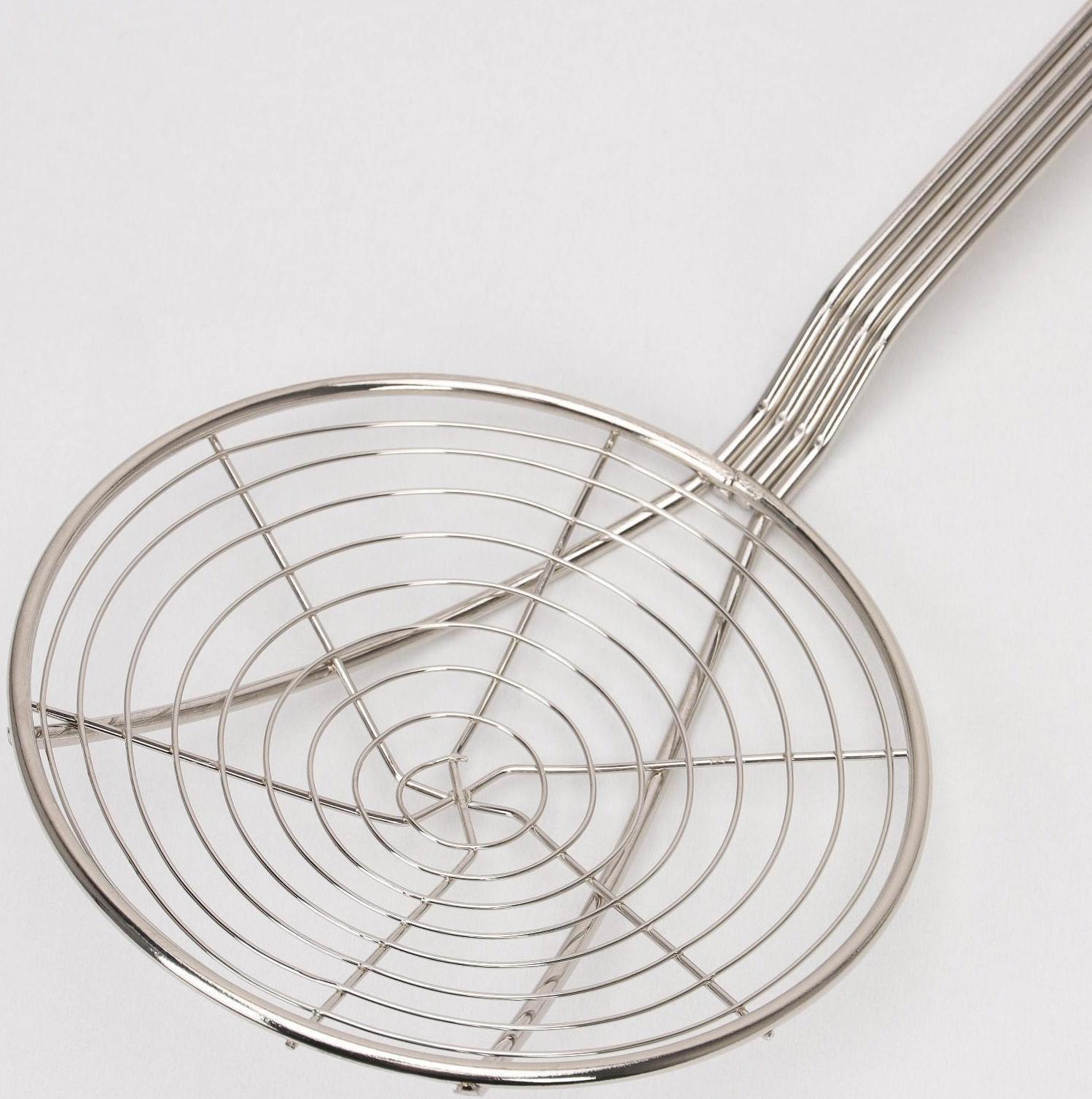 Шумовка для фритюра из нержавеющей стали, 61,5×17,5 см, толщина 3 мм, 201 марка стали, цвет серебряный