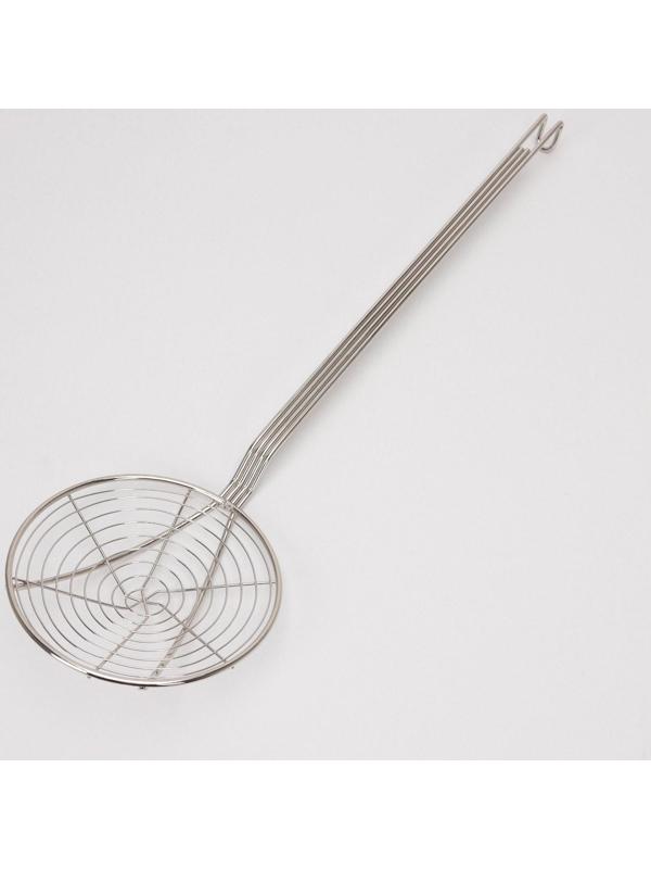 Шумовка для фритюра из нержавеющей стали, 61,5×17,5 см, толщина 3 мм, 201 марка стали, цвет серебряный