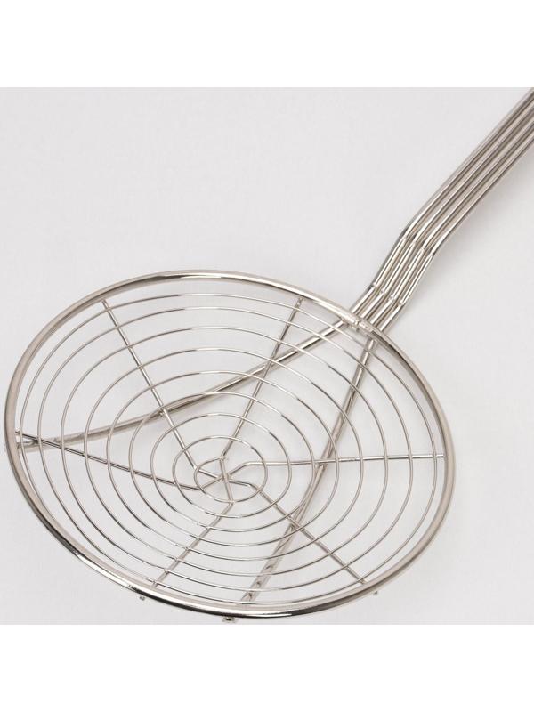 Шумовка для фритюра из нержавеющей стали, 61,5×17,5 см, толщина 3 мм, 201 марка стали, цвет серебряный