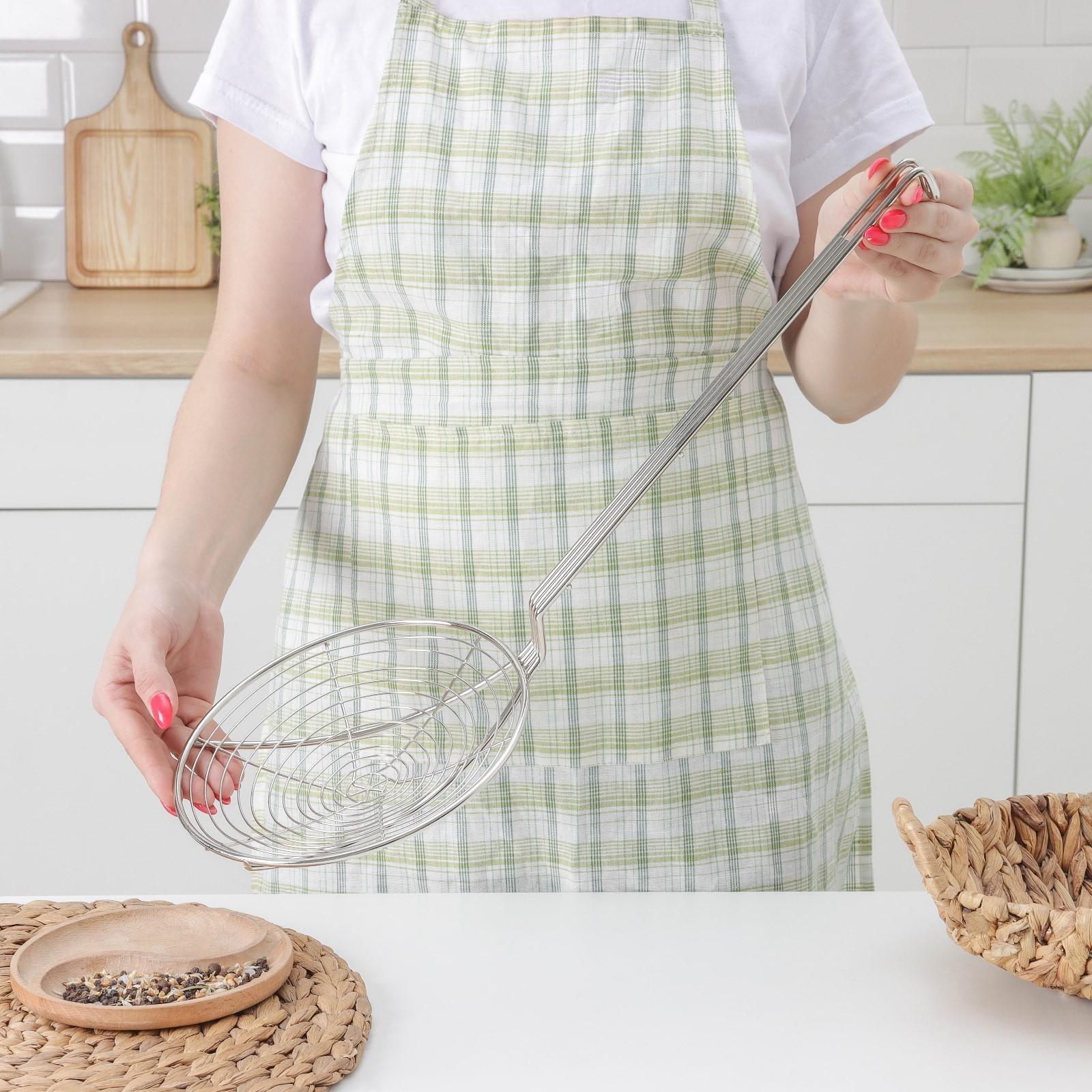 Шумовка для фритюра, 53×20 см, цвет серебряный