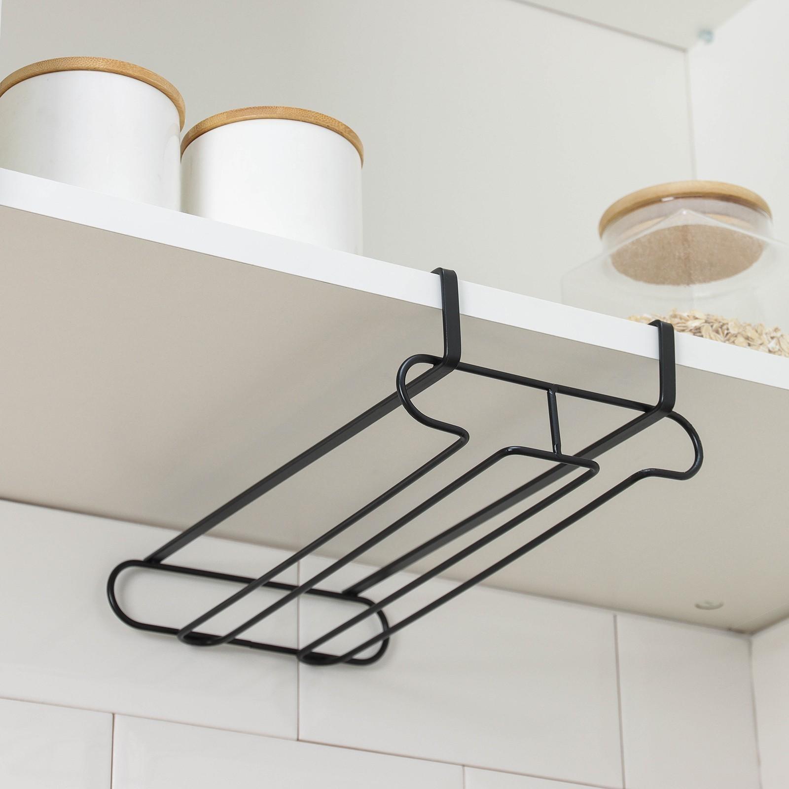 Держатель для бокалов подвесной Доляна, 28×16×7,5 см, цвет чёрный