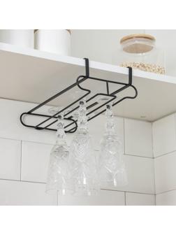 Держатель для бокалов подвесной Доляна, 28×16×7,5 см, цвет чёрный