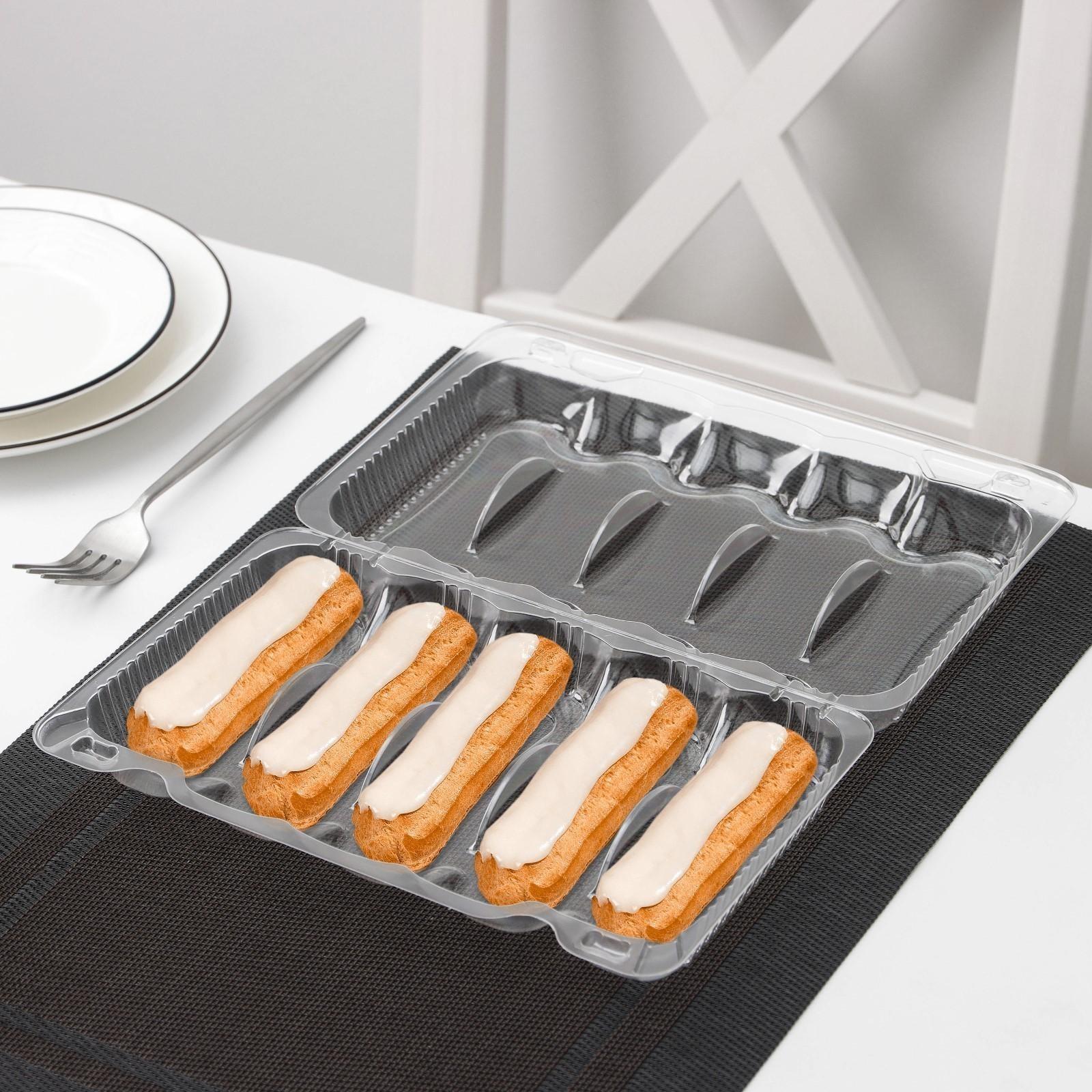 Контейнер с неразьёмной крышкой, для макарун и пироженого, 5 ячеек, 24,7×15,8×5,1 см