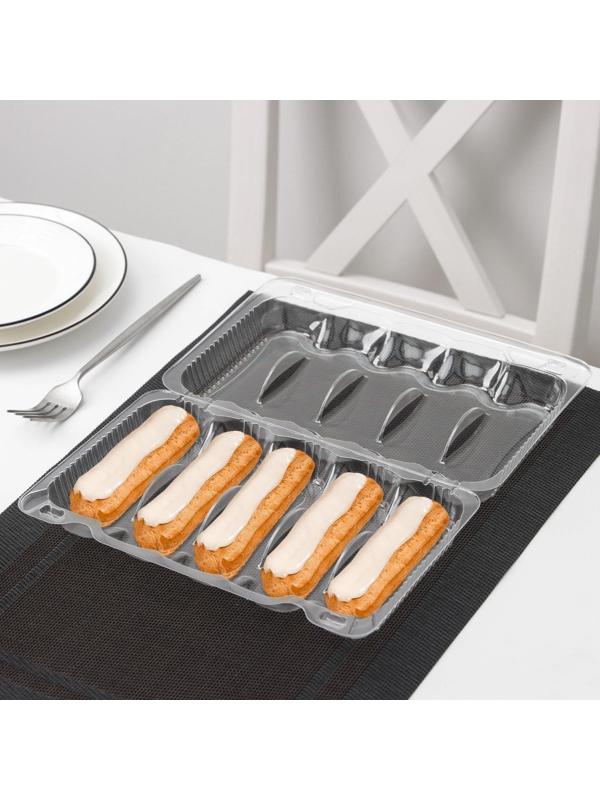 Контейнер с неразьёмной крышкой, для макарун и пироженого, 5 ячеек, 24,7×15,8×5,1 см