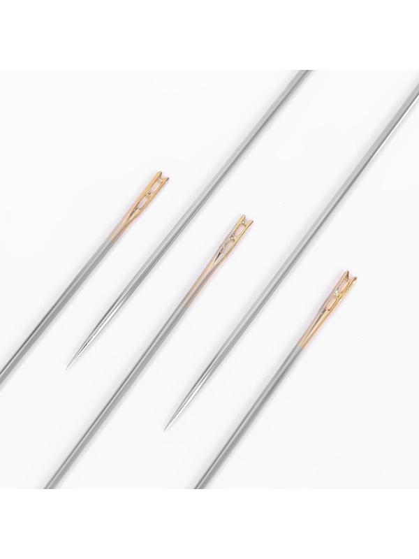 Иглы швейные, d = 0,78 мм, 3,5/3,8/4,2 см, с золотым ушком, самовдеваемые, 12 шт