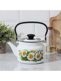 Чайник цилиндрический, 2 л, индукция, деколь МИКС, цвет белый