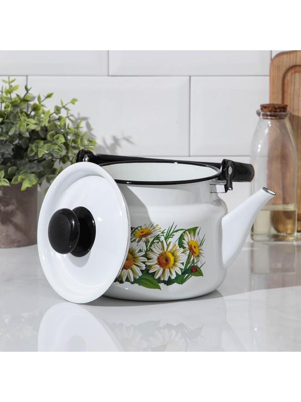 Чайник цилиндрический, 2 л, индукция, деколь МИКС, цвет белый