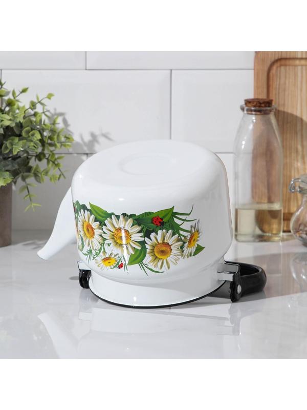 Чайник цилиндрический, 2 л, индукция, деколь МИКС, цвет белый