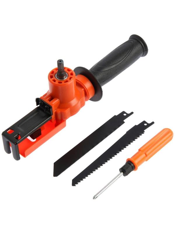 Насадка для дрели ТУНДРА, сабельная пила, угловая, полотна по дереву и металлу 2 шт.