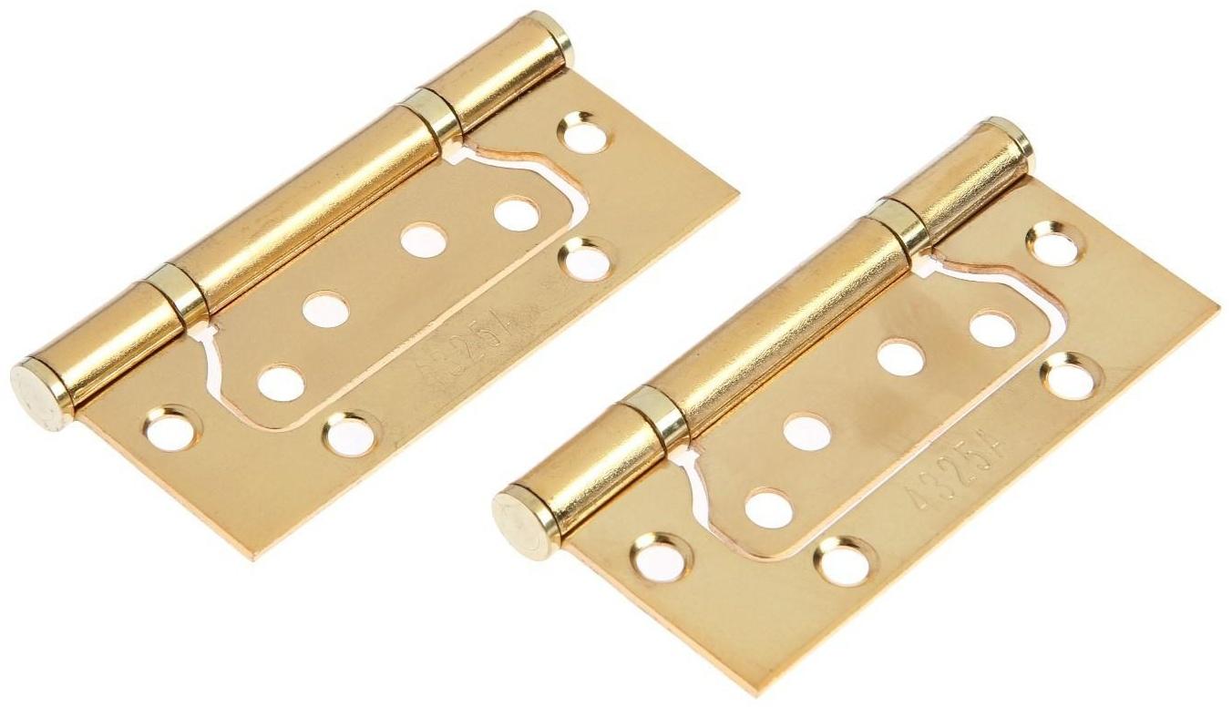 Петля-бабочка ТУНДРА, 100х70х2.0 мм, универсальная, без врезки, цвет золото, 2 шт.