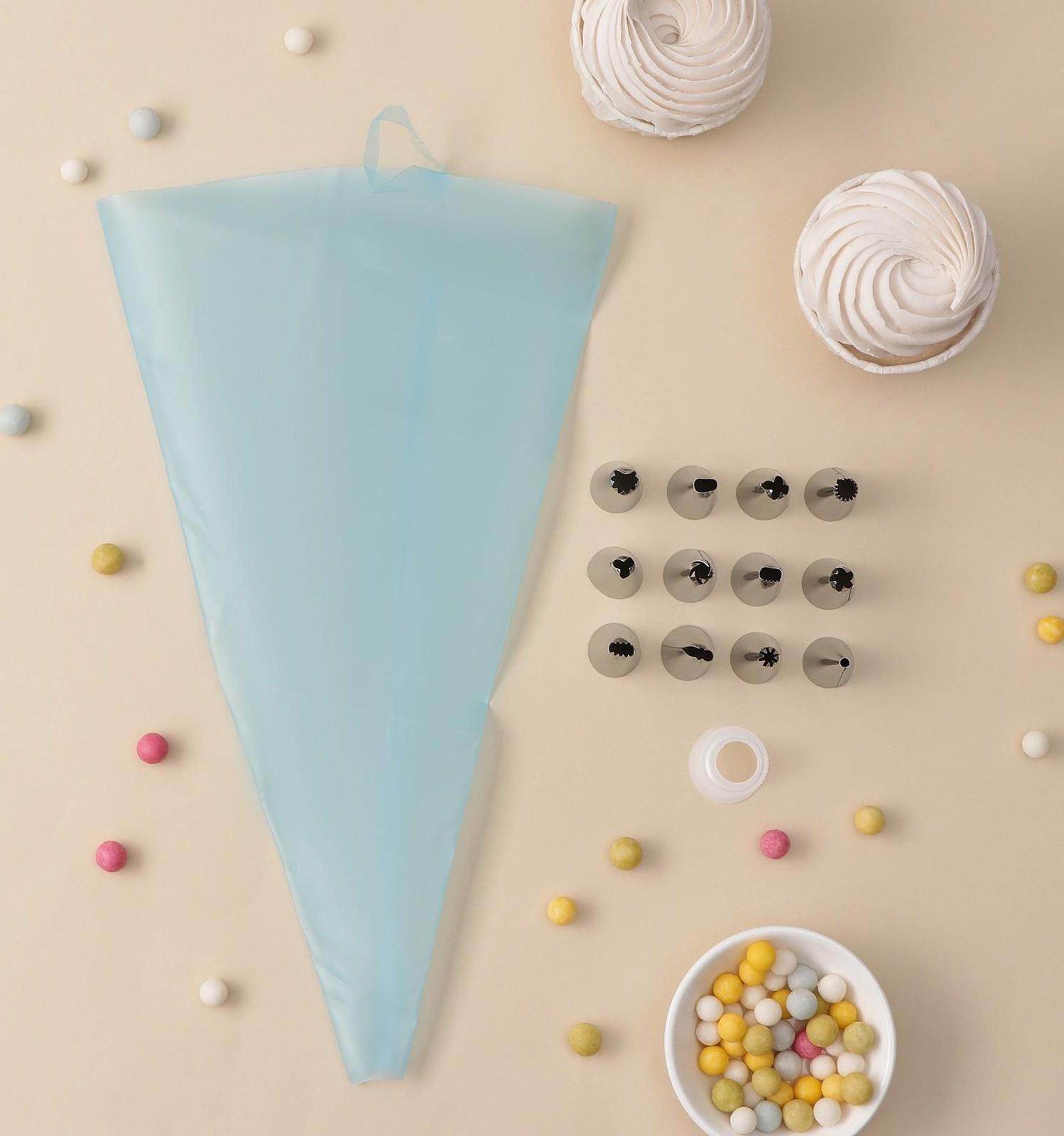 Набор кондитерский, 15 предметов: 12 насадок в боксе, 1 адаптер, кондитерский мешок