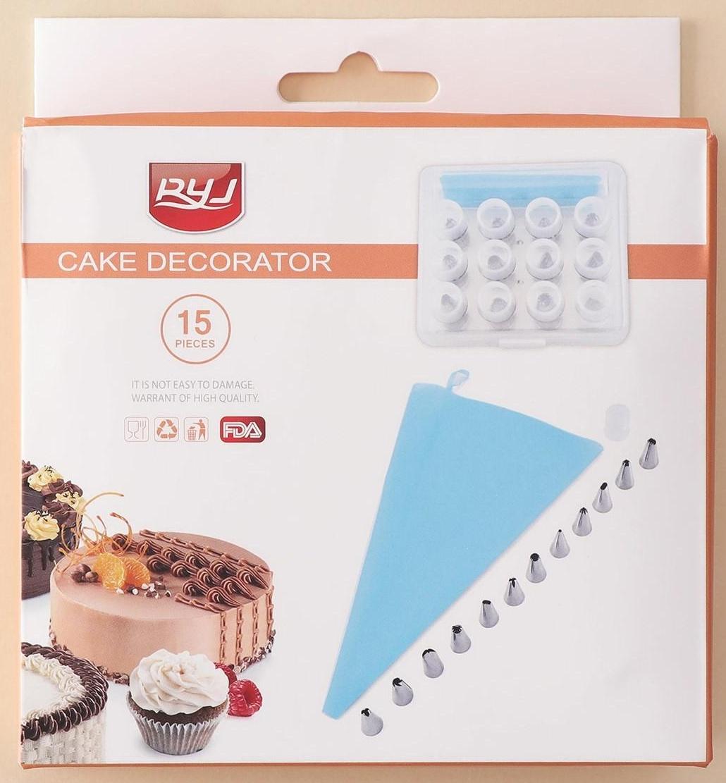 Набор кондитерский, 15 предметов: 12 насадок в боксе, 1 адаптер, кондитерский мешок