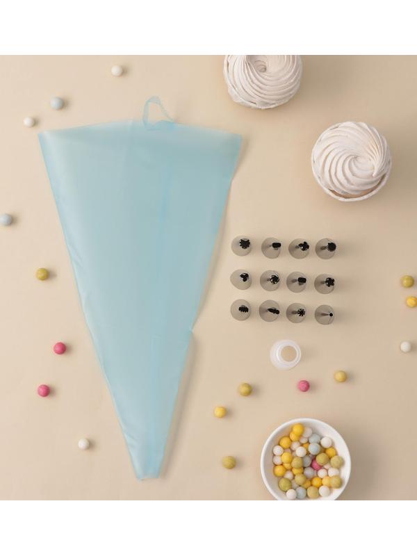 Набор кондитерский, 15 предметов: 12 насадок в боксе, 1 адаптер, кондитерский мешок