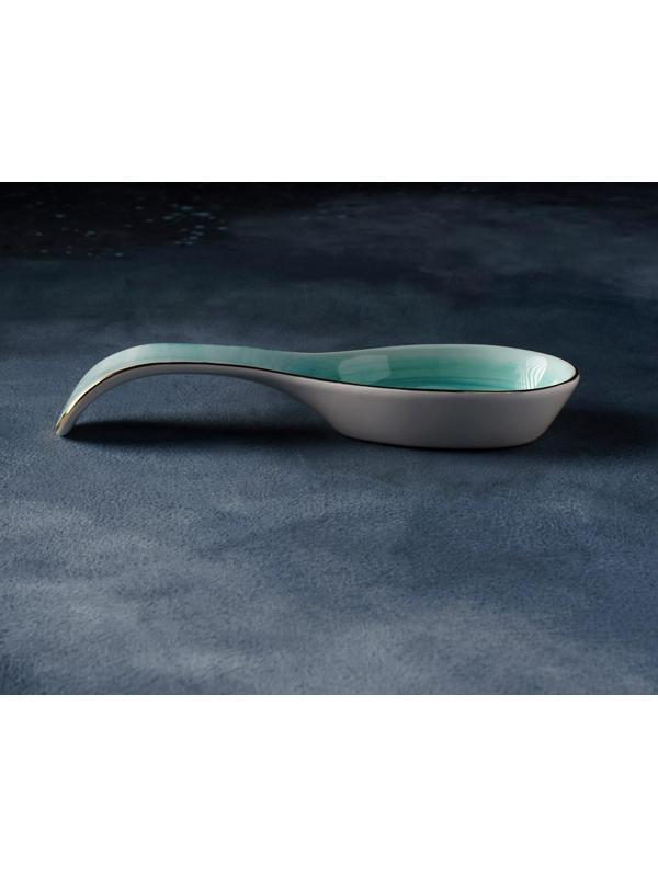 Подставка фарфоровая под ложку Доляна «Млечный путь», 21,5×7,5 см, цвет бирюзовый