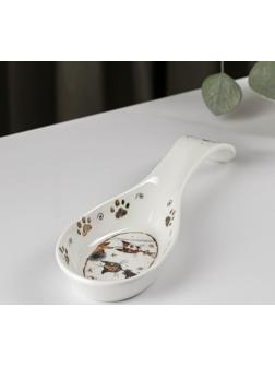 Подставка фарфоровая под ложку «Коты-аристократы», 21,5×7,5 см