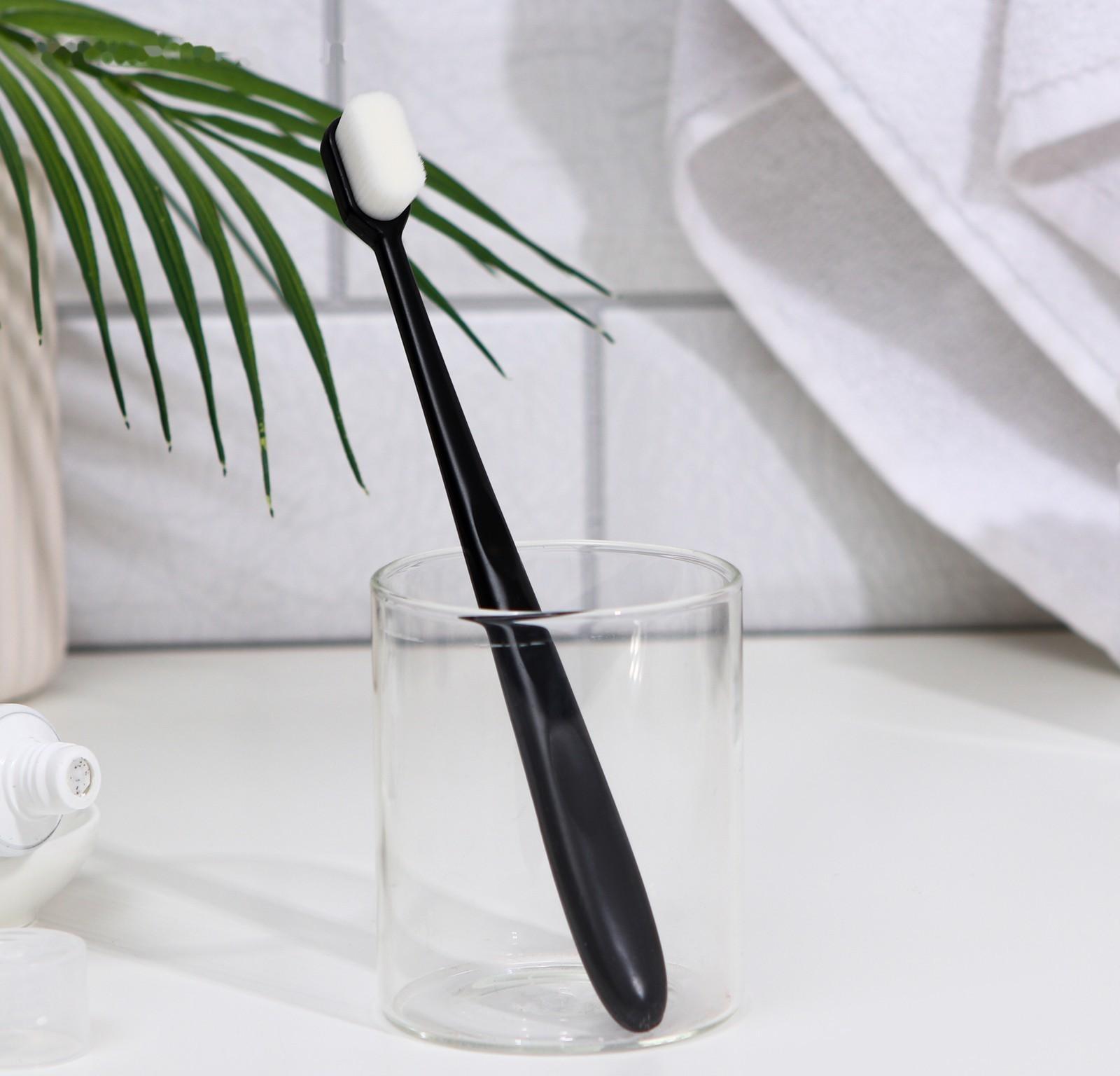 Сверхмягкая зубная щётка, 10000 щетинок, ровная, чёрная