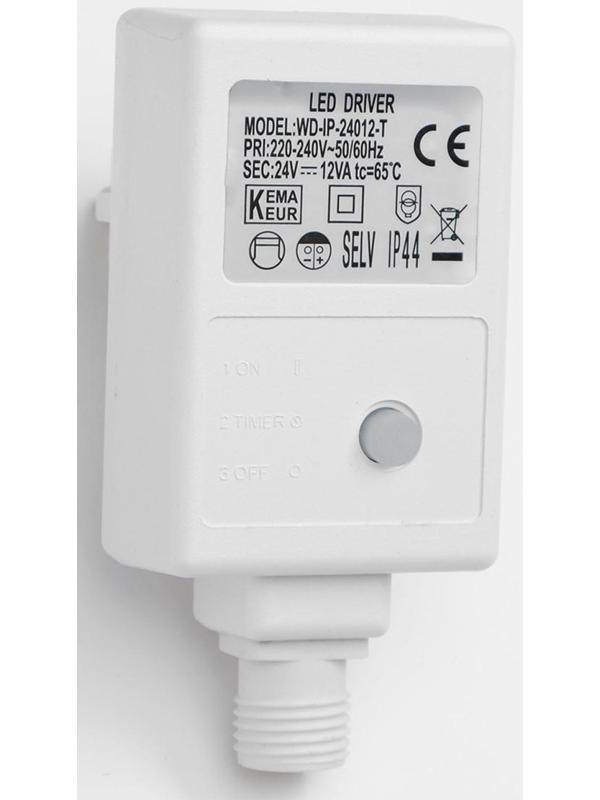 Трансформатор для гирлянд VEGAS, фиксинг, мерцание, таймер, 220/24V, 12 Вт, IP44
