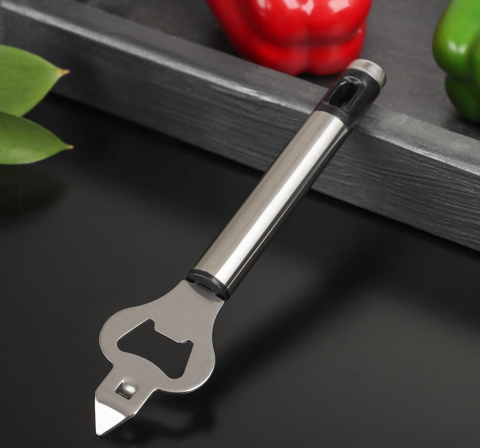 Открывалка Доляна Fargo, 18,5×4,5×2 см, нержавеющая сталь, цвет чёрный, хромированный